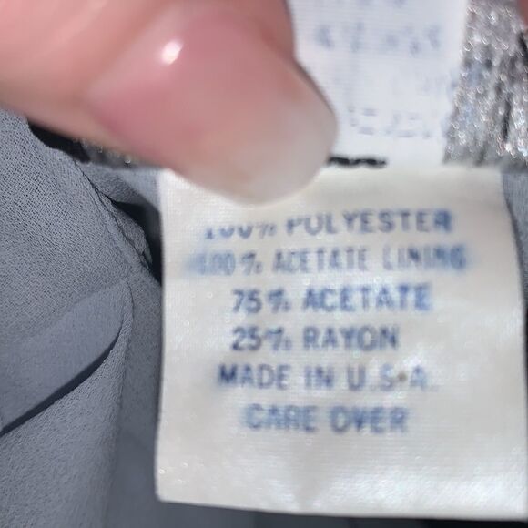 Vintage blue chiffon dress. Size large - Picture 8 of 12